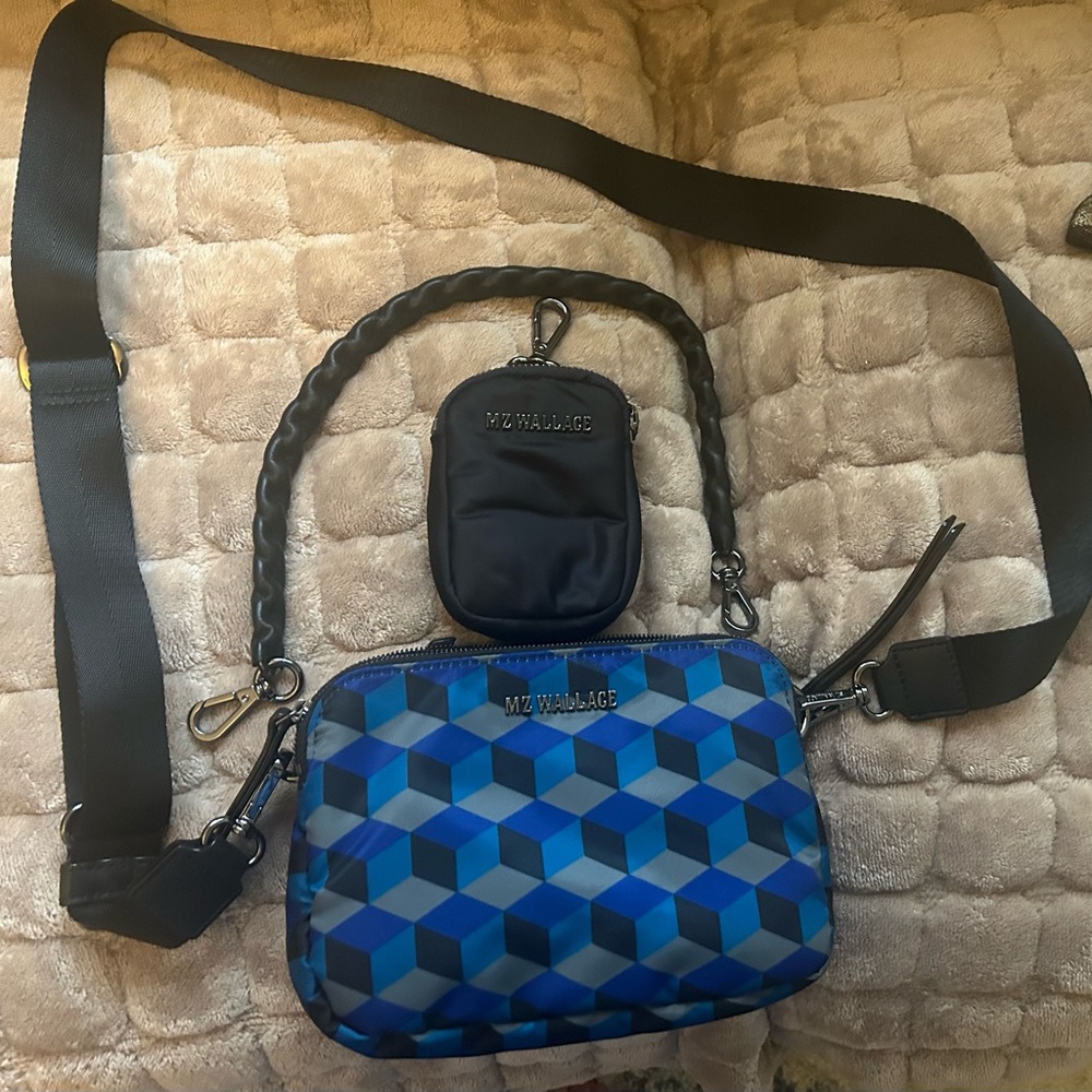MZ Wallace Blue Geometric Small Bowery Crossbody
with matching link